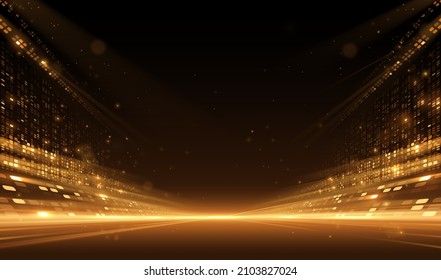 Abstract golden lights on black background - Shutterstock ID 2103827024