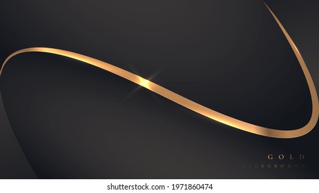 Abstract golden line black luxury background. Vector illustration.