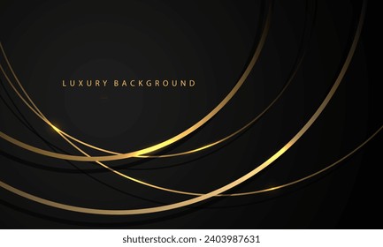 Abstract golden line curve overlap on black blank space design modern luxury background vector illustration.