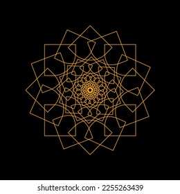 An abstract golden line round decorative mandala.