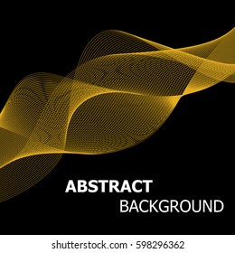 Abstract golden line wave background, stock vector