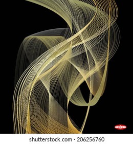 abstract golden line yellow wave on black background vector