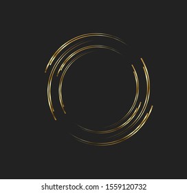 Abstract golden lines in circle form, Design element, Geometric shape with luxury style, Striped border frame for image, Technology round Logo, Spiral Vector Illustration