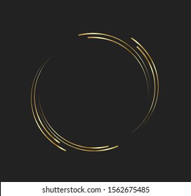 Abstract golden lines in circle form, Design element, Geometric shape with luxury style, Striped border frame for image, Technology round Logo, Spiral Vector Illustration