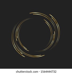 Abstract golden lines in circle form, Design element, Geometric shape with luxury style, Striped border frame for image, Technology round Logo, Spiral Vector Illustration