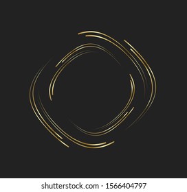Abstract golden lines in circle form, Design element, Geometric shape with luxury style, Striped border frame for image, Technology round Logo, Spiral Vector Illustration