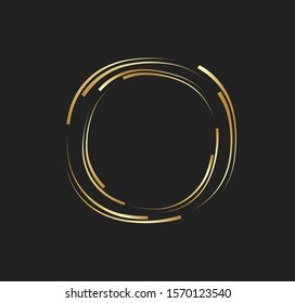 Abstract golden lines in circle form, Design element, Geometric shape with luxury style, Striped border frame for image, Technology round Logo, Spiral Vector Illustration