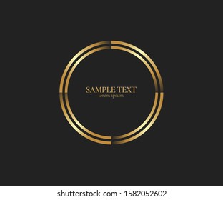 Abstract golden lines in circle form, Design element, Geometric shape with luxury style, Striped border frame for image, Technology round Logo, Spiral Vector Illustration