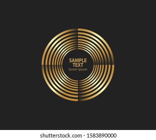 Abstract golden lines in circle form, Design element, Geometric shape with luxury style, Striped border frame for image, Technology round Logo, Spiral Vector Illustration