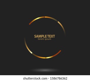 Abstract golden lines in circle form, Design element, Geometric shape with luxury style, Striped border frame for image, Technology round Logo, Spiral Vector Illustration