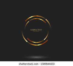 Abstract golden lines in circle form, Design element, Geometric shape with luxury style, Striped border frame for image, Technology round Logo, Spiral Vector Illustration