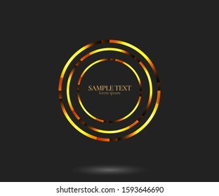 Abstract golden lines in circle form, Design element, Geometric shape with luxury style, Striped border frame for image, Technology round Logo, Spiral Vector Illustration