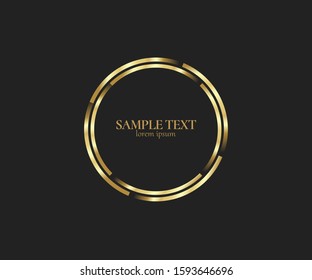 Abstract golden lines in circle form, Design element, Geometric shape with luxury style, Striped border frame for image, Technology round Logo, Spiral Vector Illustration