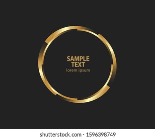 Abstract golden lines in circle form, Design element, Geometric shape with luxury style, Striped border frame for image, Technology round Logo, Spiral Vector Illustration