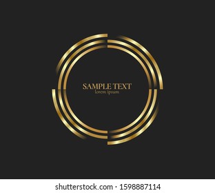 Abstract golden lines in circle form, Design element, Geometric shape with luxury style, Striped border frame for image, Technology round Logo, Spiral Vector Illustration