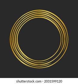 Abstract golden lines in circle form, Design element, Geometric shape with luxury style, Striped border frame for image, Technology round Logo, Spiral Vector Illustration