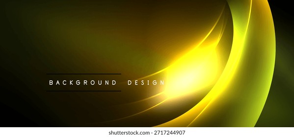 Abstrakte goldene Linien erzeugen einen dynamischen, glühenden Effekt auf dunklem Hintergrund. Minimalistisches Design für Präsentationen, Banner.
