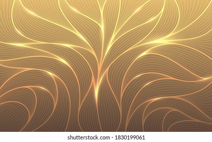 Abstract golden lines floral background