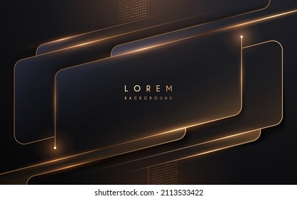 Abstract golden lines frame template on dark background