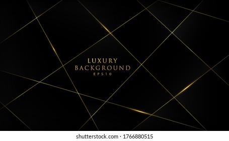 Resumen del patrón de líneas doradas sobre fondo negro. Lujo y elegancia. Ilustración vectorial.