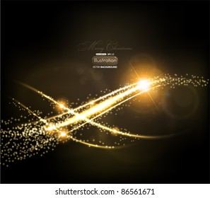 Abstract golden lines on black background. Vector eps10 illustration