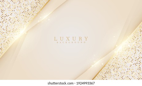 Abstract golden lines on cream shade background. Vector illustration for design.