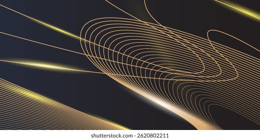 Abstractas líneas doradas con fondo de anillo