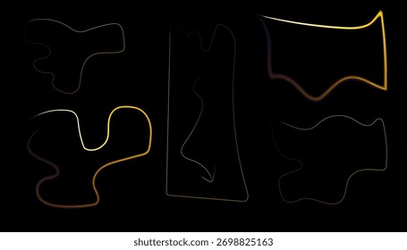 Abstract Golden Lines and Shapes on Black Background with Modern Design