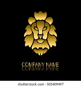 Abstract golden lion sign/symbol, design element. Can be used for corporate identity, company emblem, jewelry shape, print, labels, cards, manufacturing. Animal theme