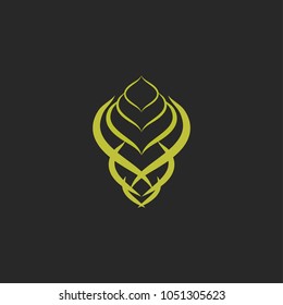 Abstract, golden logo of an alien. Vector illustration.