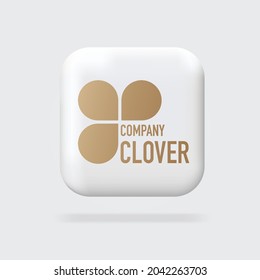 Abstract golden logo. Clover logo company. Logo 3d sign. Volumetric sign. Web banner, signs. Isolated vector illustration.