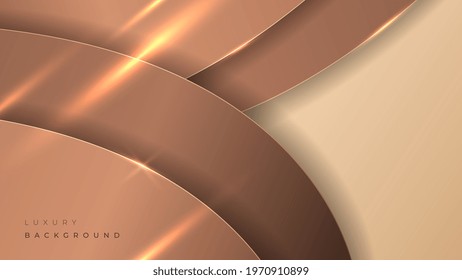 Abstract golden luxury modern round shape background. 3d gold banner vector illustration.