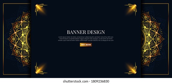 diseño abstracto de banner de mandala dorada