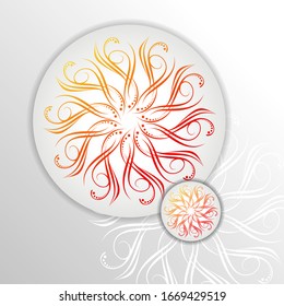Abstract golden mandala on white isolated background. Vector mandala in gold and white background. 