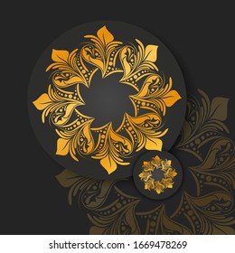 Abstract golden mandala on white isolated background. Vector mandala in gold and black background. Luxury Mandala Ornamental.