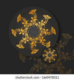Abstract golden mandala on white isolated background. Vector mandala in gold and black background. Luxury Mandala Ornamental.
