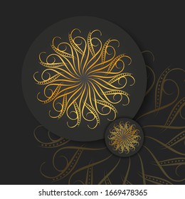 Abstract golden mandala on white isolated background. Vector mandala in gold and black background. Luxury Mandala Ornamental.
