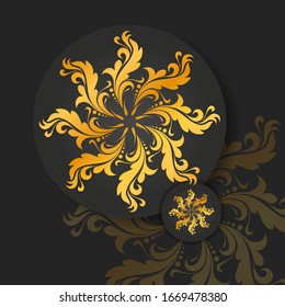 Abstract golden mandala on white isolated background. Vector mandala in gold and black background. Luxury Mandala Ornamental.