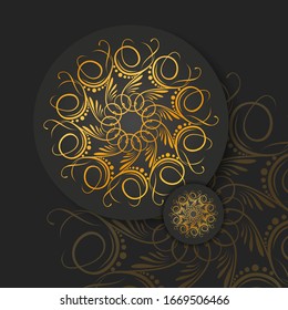 Abstract golden mandala on white isolated background. Vector mandala in gold and black background. Luxury Mandala Ornamental.