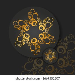 Abstract golden mandala on white isolated background. Vector mandala in gold and black background. Luxury Mandala Ornamental.
