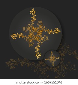 Abstract golden mandala on white isolated background. Vector mandala in gold and black background. Luxury Mandala Ornamental.