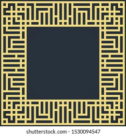 Abstract golden maze frame. Greek style.