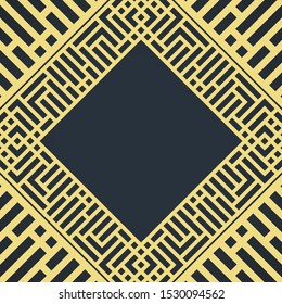 Abstract golden maze frame. Greek style.