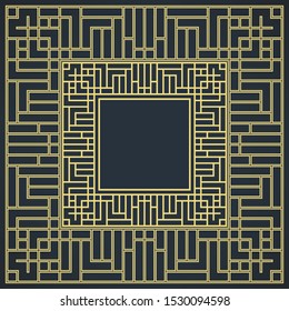 Abstract golden maze frame. Greek style.