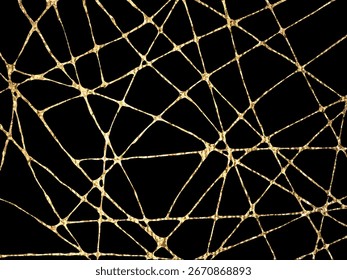 Abstrato padrão de malha dourada sobre fundo preto. Design luxuoso e moderno, perfeito para a moda, marca, embalagem ou arte digital elegante. Ilustração vetorial