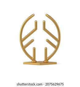 Abstract golden metallic ornamental Christmas tree statuette realistic vector illustration. Minimalistic holiday spruce decorative design shimmering ornament isolated. Table festive decor template