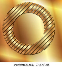 The abstract golden metallic ring on the metallic background
