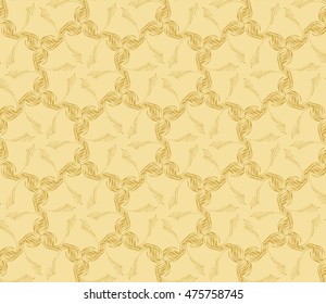 Abstract golden modern seamless pattern with random shape hexagon. Vector illustration. Beautiful background. Texture of gold color