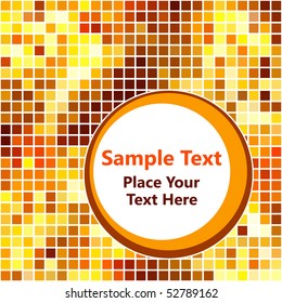Abstract golden mosaic background with round copy space.