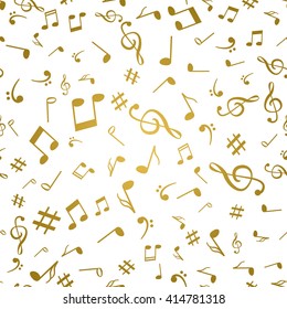 Abstract golden music notes seamless pattern background vector illustration for your design.